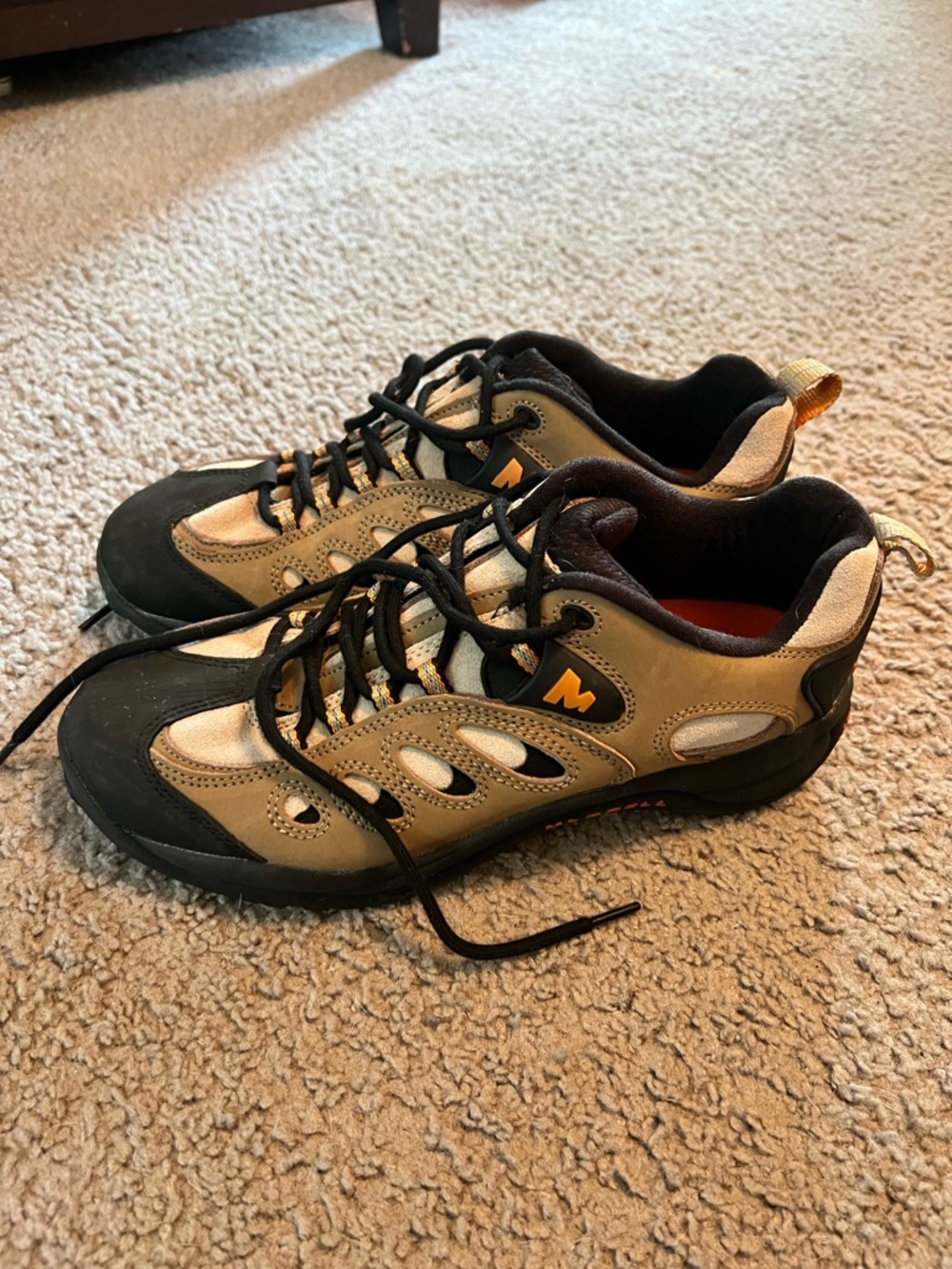 Merrell Men's Black and Tan Trail Shoes - size 10